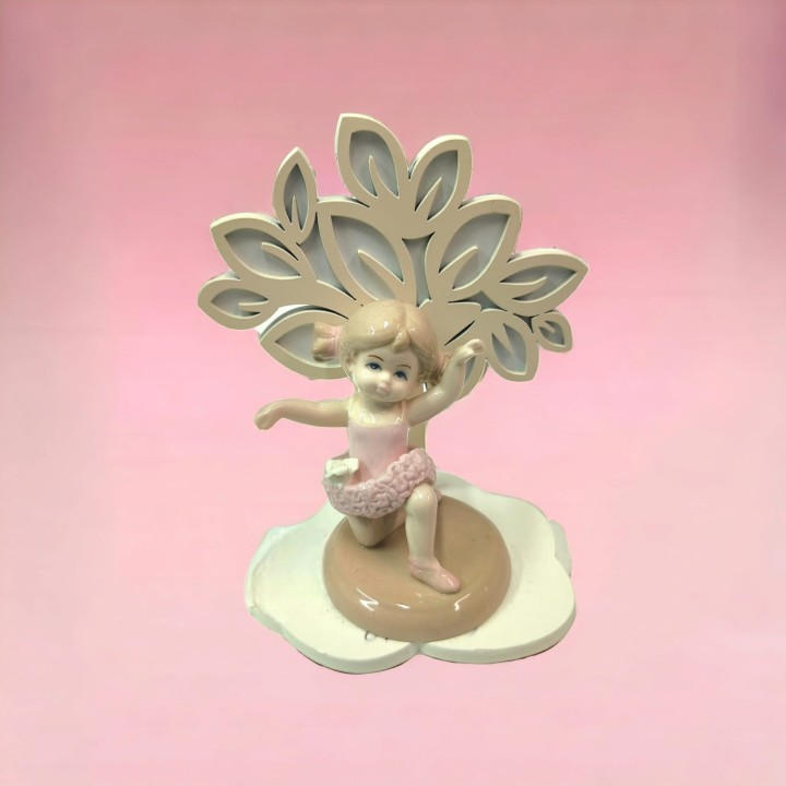 Albero della vita crema/bianco con ballerine porcellana in ginocchio