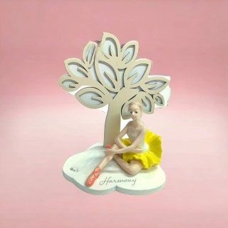 Albero della vita crema/bianco con ballerine porcellana sedute