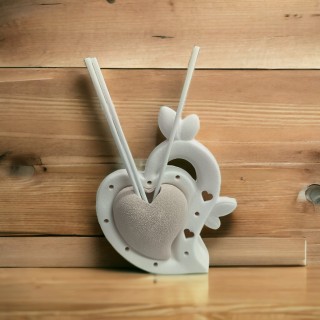 Diffusore per ambienti con coppia a cuore in ceramica bianca e luce LE