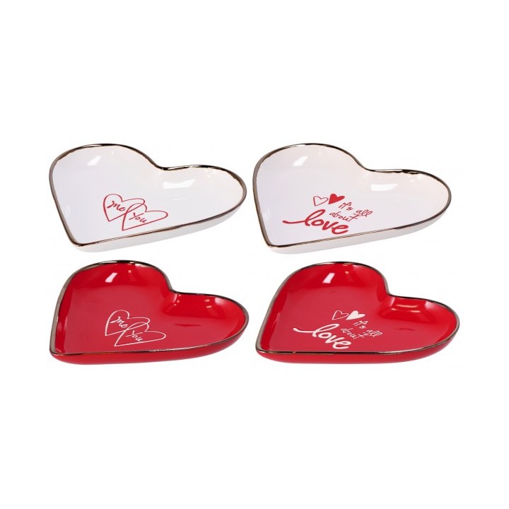 Piattino cuore in ceramica "Ador"-ass. 2 decori e 2…