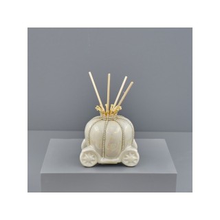 Diffusore per ambienti a forma di carrozza in ceramica bianca con stec