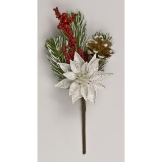 Pick stella natale plastificata con glitter col.Bianco…