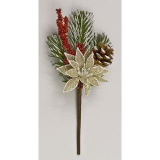 Pick stella natale plastificata con glitter col.Crema…