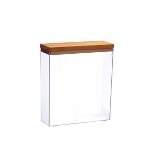 Contenitore in plastica con coperchio in legno-cm. 20,5 x 7…