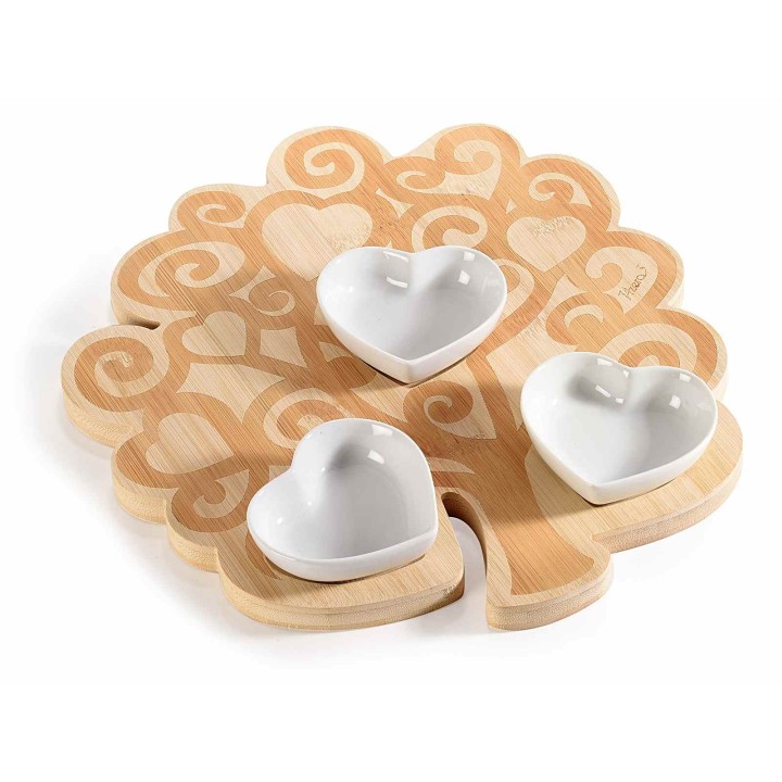 Vassoio a set aperitivo con 3 coppette in porcellana su…