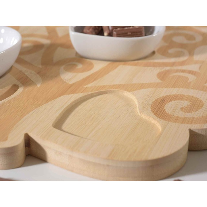 Vassoio a set aperitivo con 3 coppette in porcellana su…