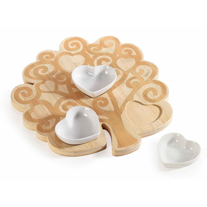 Vassoio a set aperitivo con 3 coppette in porcellana su…