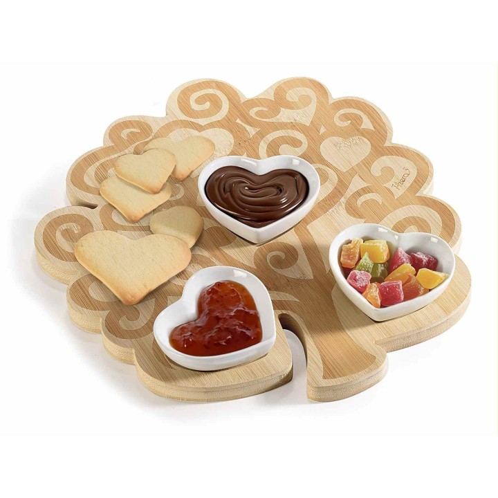 Vassoio a set aperitivo con 3 coppette in porcellana su…