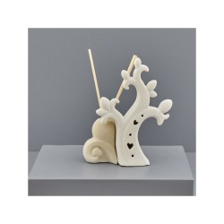 Diffusore per ambienti con luce LED a forma di albero con cuore in ceramica bianca, con scatola