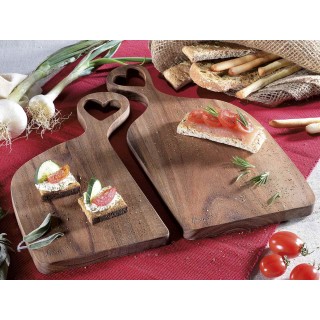 Set 2 taglieri "Love" in legno di acacia con manico a cuore…