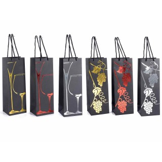 Sacchetto portabottiglia con manici e disegno 'Di-vino'…