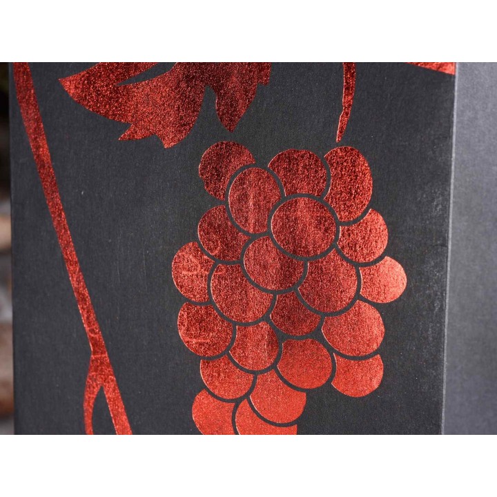 Sacchetto portabottiglia con manici e decori vino