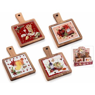Tagliere in legno di acacia e ceramica 12x18 cm | CarinCasa