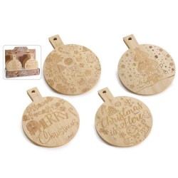 Tagliere rotondo in legno con decoro Pan di Zenzero