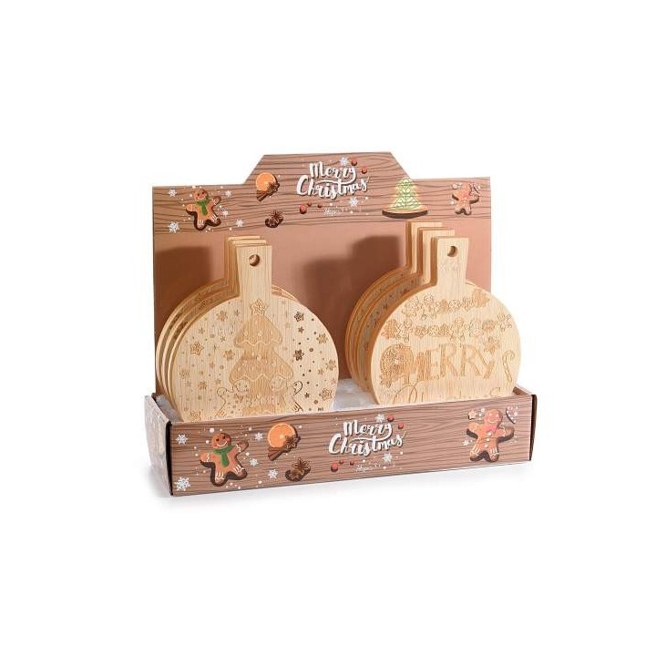Tagliere rotondo in legno con decoro Pan di Zenzero