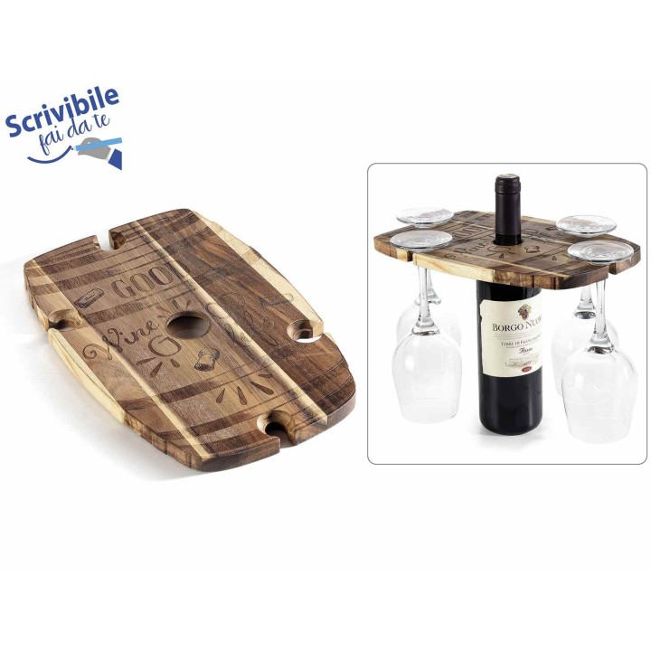 Tagliere in legno di acacia a botte con 4 vani…