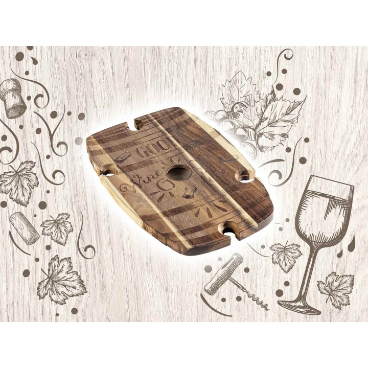 Tagliere in legno di acacia a botte con 4 vani…