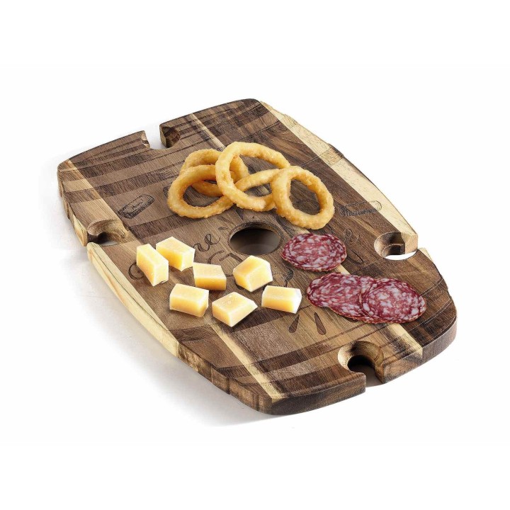 Tagliere in legno di acacia a botte con 4 vani…