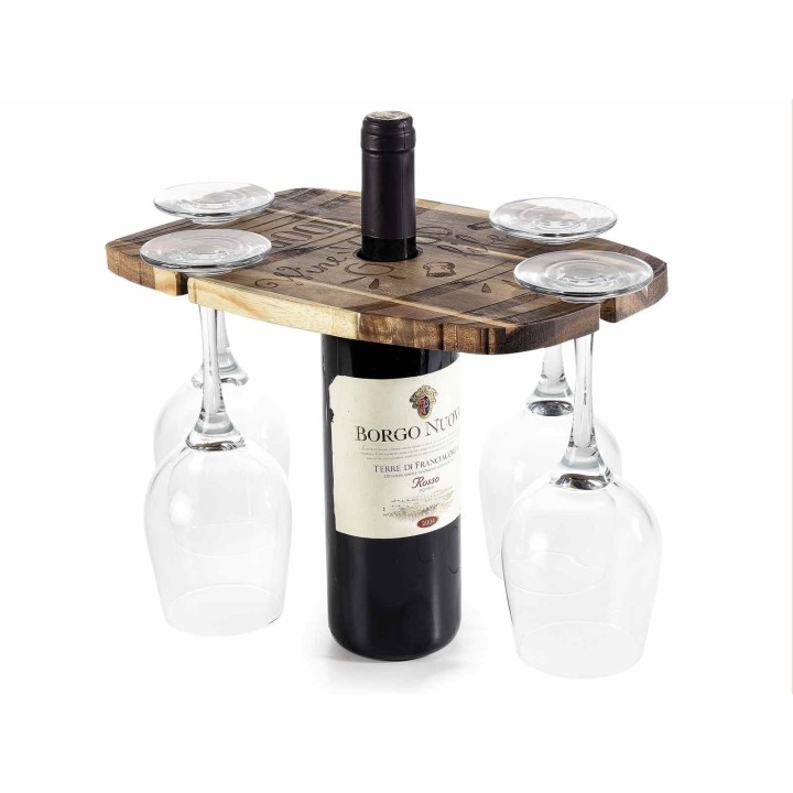 Tagliere in legno di acacia a botte con 4 vani…