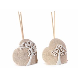 Cuore in resina con Albero della vita, vasetto e stick cm 7,5 x 3,5 x 7,5 H