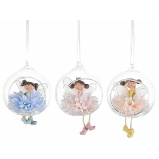 Fatina in resina gambelunghe in sfera di vetro da appendere…