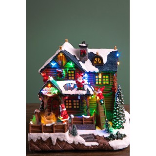 Villagio di natale baita con elfi 25,5 cm con musica…