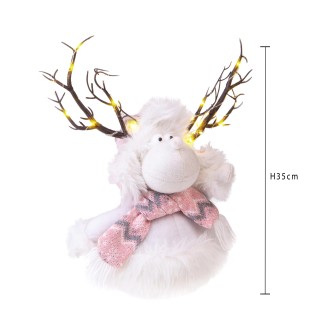 Renna a led 29x18x35 cm rosa e bianca | CarinCasa