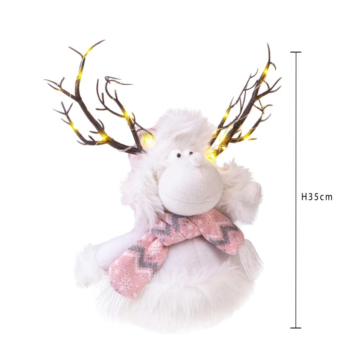 Renna a led 29x18x35 cm rosa e bianca | CarinCasa