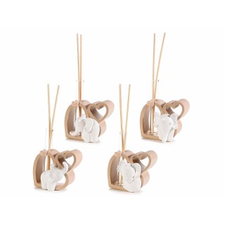 Profumatore a cuore in resina con elefantino e stick