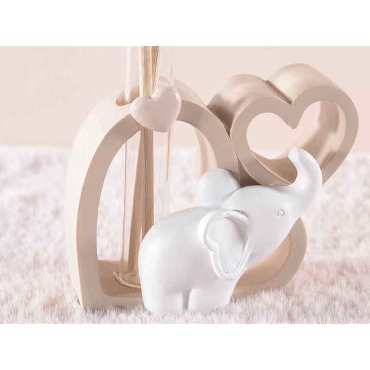 Profumatore a cuore in resina con elefantino e stick