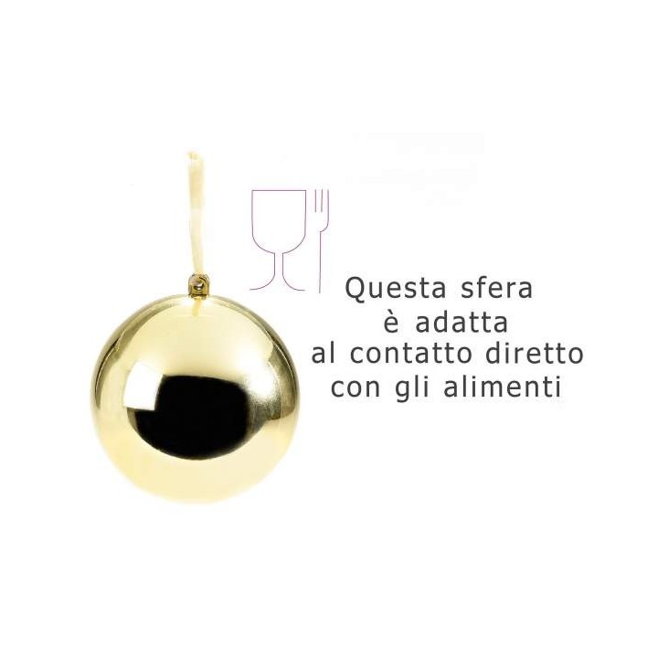 Sfera piccola lucida apribile oro con nastrino da appendere