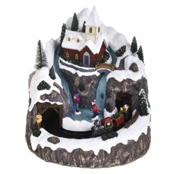 Villaggio di natale con treno luci musica e movimento 21,5x20x23,50 cm