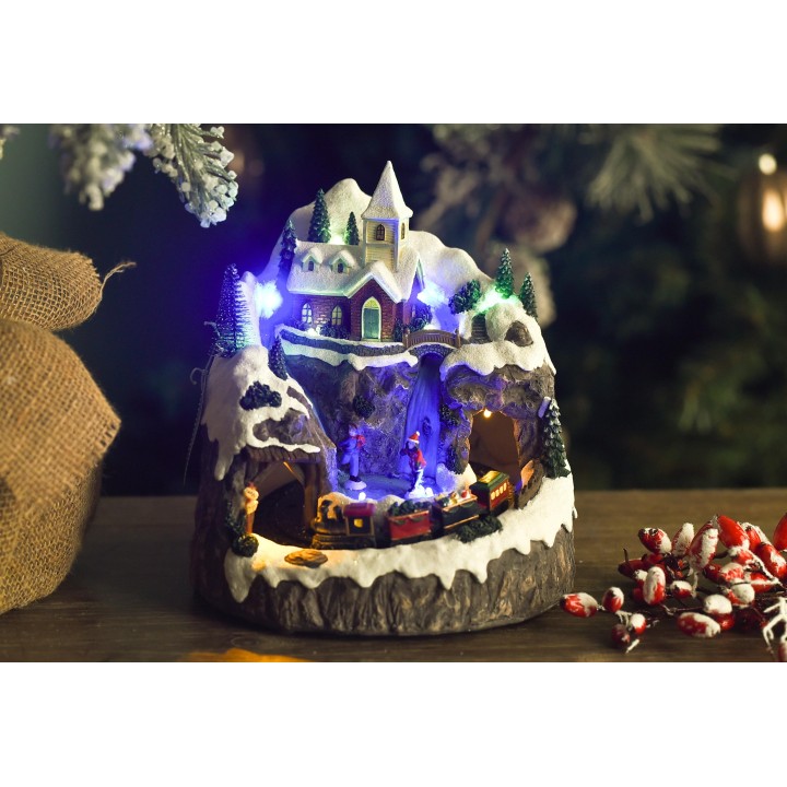 Villaggio di natale con treno luci musica e movimento…