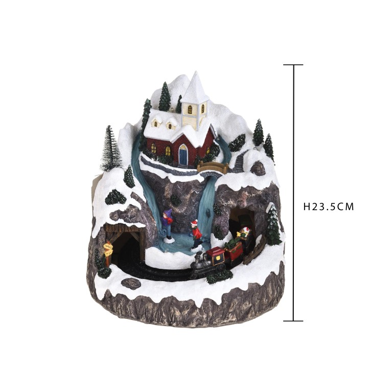 Villaggio di natale con treno luci musica e movimento…