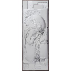 Icona  cristo in argento legno