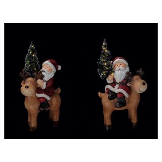 Babbo Natale in magnesia con renna e LED