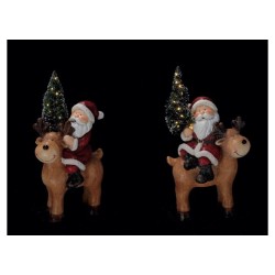 Babbo Natale in magnesia con renna e LED (funzionamento a pila 3AAA x 1,5V)-ass. 2 modelli-cm. 29 x 17,5 x h. cm. 43