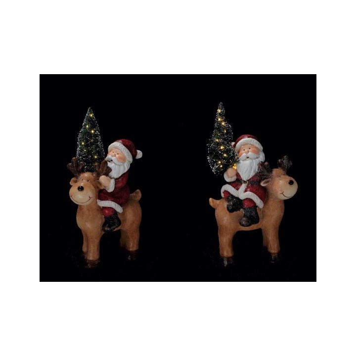 Babbo Natale in magnesia con renna e LED