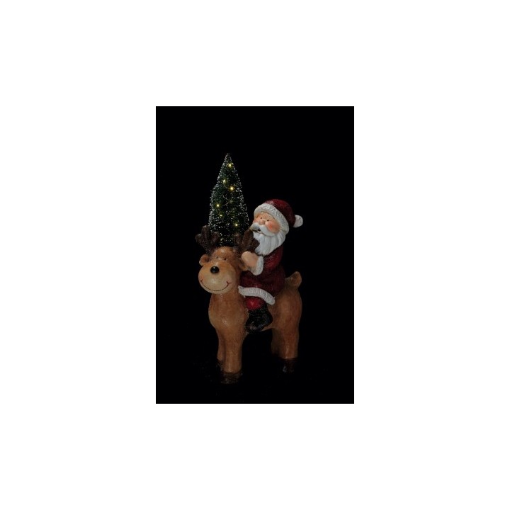 Babbo Natale in magnesia con renna e LED
