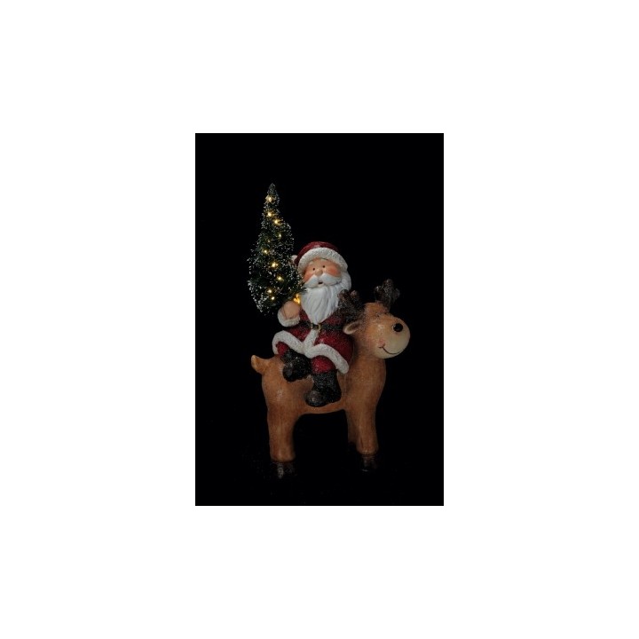 Babbo Natale in magnesia con renna e LED