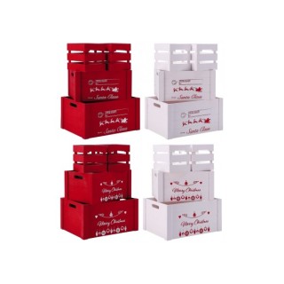 Set 4 cassette in legno decorate per Natale