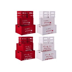 Set 4 cassette in legno decorate per Natale