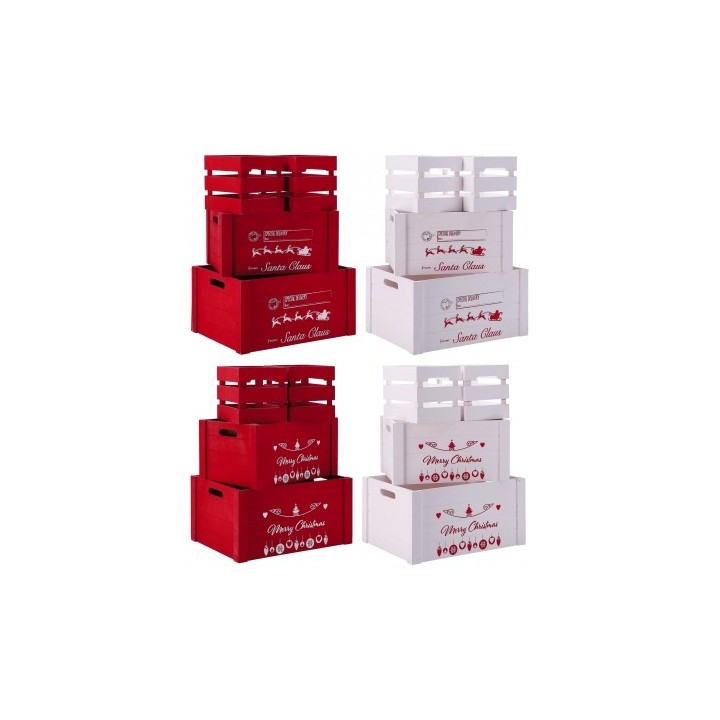 Set 4 cassette in legno decorate per Natale