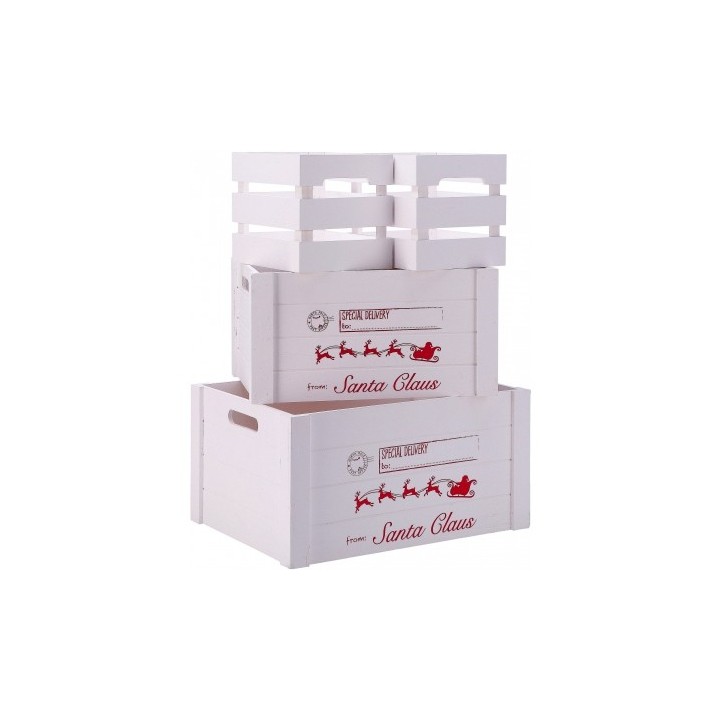 Set 4 cassette in legno decorate per Natale