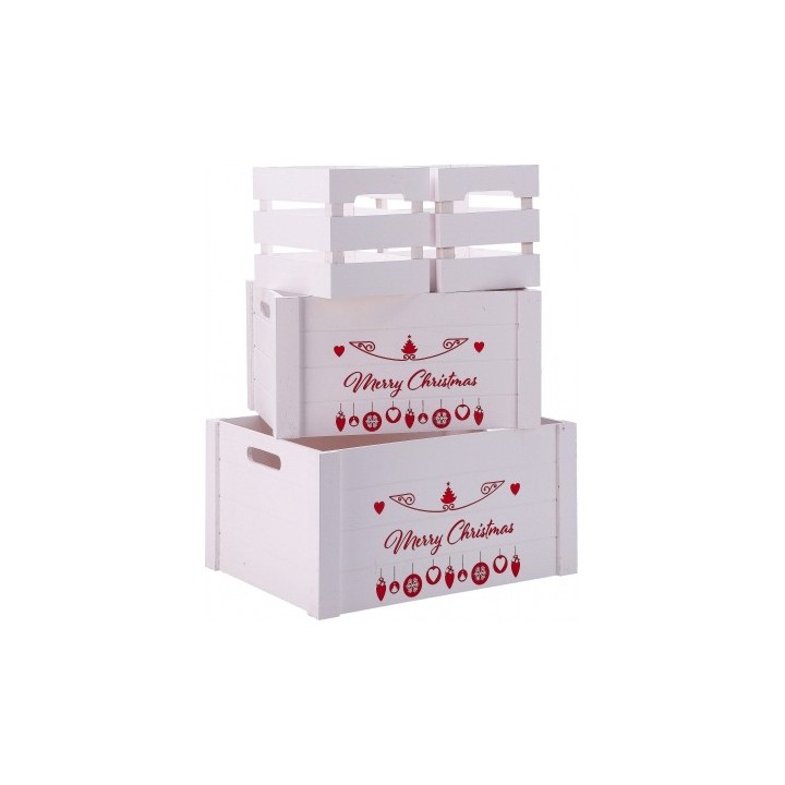 Set 4 cassette in legno decorate per Natale