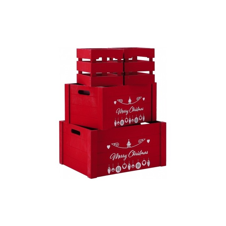 Set 4 cassette in legno decorate per Natale