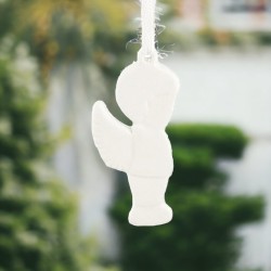Bimbo angioletto da appendere in porcellana bianca 6 cm