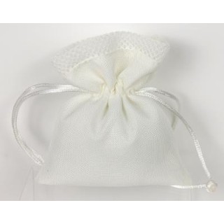 Sacchetto in tessuto bianco con tirante 11x9 cm | CarinCasa