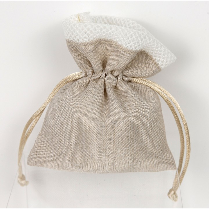 Sacchetto tessuto tortora con tirante 11x9 cm | CarinCasa