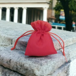 Sacchetto tessuto rosso con tirante 11x9 cm